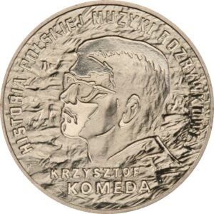 Moneta Nordic Gold; rewers – Historia polskiej muzyki rozrywkowej – Krzysztof Komeda