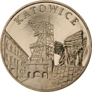 Moneta Nordic Gold; rewers – Miasta w Polsce – Katowice