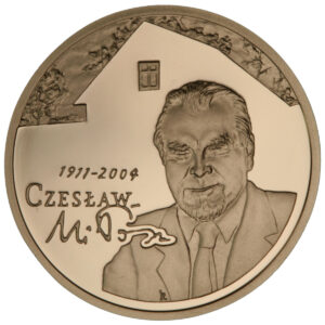 Złota moneta kolekcjonerska; rewers – Czesław Miłosz (1911 - 2004)
