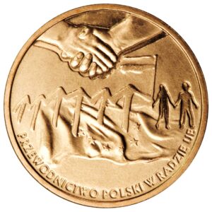 Moneta Nordic Gold; rewers – Przewodnictwo Polski w Radzie UE