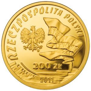 Złota moneta kolekcjonerska; awers – Ignacy Jan Paderewski