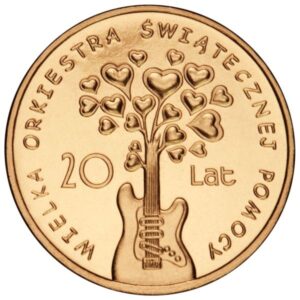 Moneta Nordic Gold; rewers – Wielka Orkiestra Świątecznej Pomocy - 20 lat