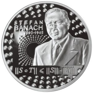 Srebrna moneta okolicznościowa; rewers – Stefan Banach