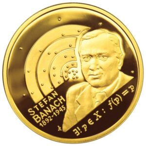 Złota moneta kolekcjonerska; rewers – Stefan Banach
