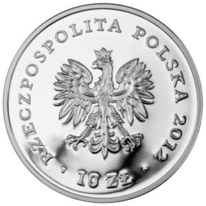 Srebrna moneta okolicznościowa; awers – 150 lat Muzeum Narodowego w Warszawie