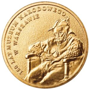 Moneta Nordic Gold; rewers – 150 lat Muzeum Narodowego w Warszawie