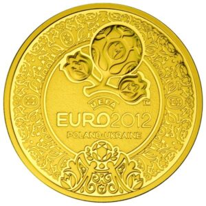 Złota moneta kolekcjonerska; rewers; 500 zł – Mistrzostwa Europy w Piłce Nożnej UEFA 2010-12