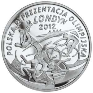 Srebrna moneta okolicznościowa; rewers – Polska Reprezentacja Olimpijska Londyn 2012