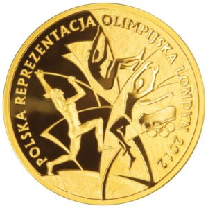 Złota moneta kolekcjonerska; rewers – Polska Reprezentacja Olimpijska Londyn 2012