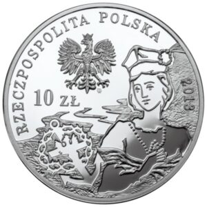 Srebrna moneta okolicznościowa; awers – 150. rocznica Powstania Styczniowego