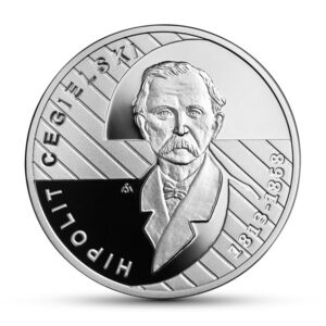 Srebrna moneta okolicznościowa; rewers – 200-lecie urodzin Hipolita Cegielskiego
