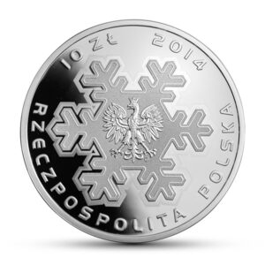 Srebrna moneta okolicznościowa; awers – Polska Reprezentacja Olimpijska Soczi 2014