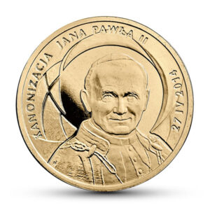 Moneta Nordic Gold; rewers – Kanonizacja Jana Pawła II – 27 IV 2014