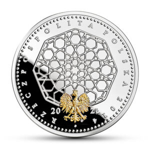 Srebrna moneta okolicznościowa; awers – 600 lat stosunków dyplomatycznych polsko-tureckich