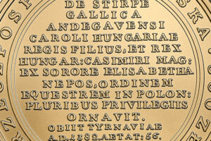Detal złotej monety Skarby Stanisława Augusta – Ludwik Węgierski