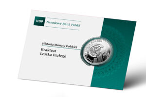 Opakowanie srebrnej monety okolicznościowej - Historia Monety Polskiej – brakteat Leszka Białego