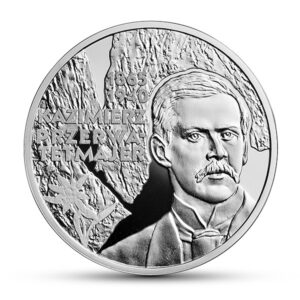 Srebrna moneta okolicznościowa; rewers – 150. rocznica urodzin Kazimierza Przerwy-Tetmajera