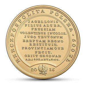 Moneta złota Skarby Stanisława Augusta; awers – Skarby Stanisława Augusta – Kazimierz Jagiellończyk
