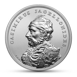 Moneta srebrna Skarby Stanisława Augusta; rewers –Skarby Stanisława Augusta – Kazimierz Jagiellończyk