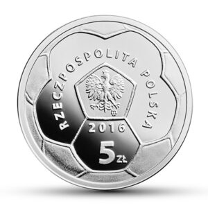 Srebrna moneta okolicznościowa; awers – Polskie Kluby Piłkarskie – Legia Warszawa