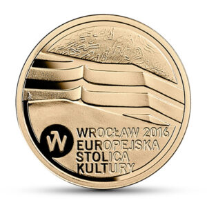 Złota moneta kolekcjonerska; rewers – Wrocław – Europejska Stolica Kultury