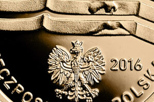 Detal złotej monety – Wrocław – Europejska Stolica Kultury