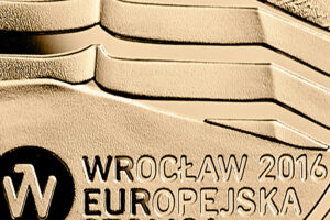 Detal złotej monety – Wrocław – Europejska Stolica Kultury