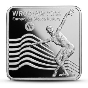 Srebrna moneta okolicznościowa; rewers – Wrocław – Europejska Stolica Kultury