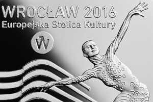 Detal srebrnej monety okolicznościowej – Wrocław – Europejska Stolica Kultury