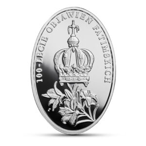 Srebrna moneta okolicznościowa; rewers – 100-lecie objawień fatimskich