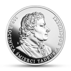 Srebrna moneta okolicznościowa; rewers – 200. rocznica śmierci Tadeusza Kościuszki