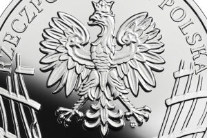 Detal srebrnej monety okolicznościowej – Wyklęci przez komunistów żołnierze niezłomni – Feliks Selmanowicz „Zagończyk”