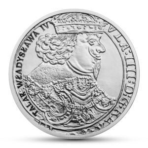Srebrna moneta okolicznościowa; rewers – Historia Monety Polskiej – talar Władysława IV