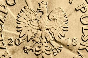 Detal złotej monety – Stulecie odzyskania przez Polskę niepodległości – Ignacy Jan Paderewski
