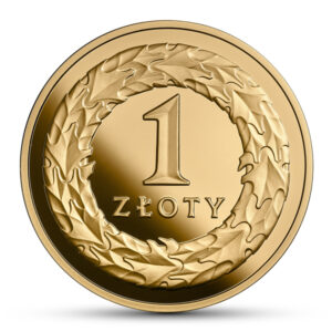 Złota moneta 1 zł; rewers - 100. rocznica odzyskania przez Polskę niepodległości