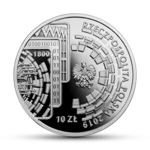Srebrna moneta okolicznościowa; awers – 100-lecie powstania PKO Banku Polskiego Polskiego