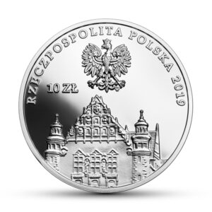 Srebrna moneta okolicznościowa; awers – 100-lecie utworzenia Uniwersytetu Poznańskiego