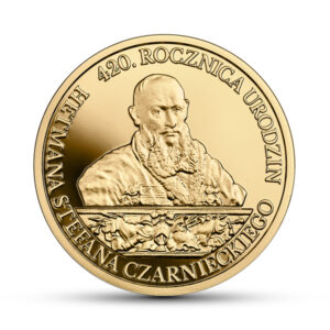 Złota moneta kolekcjonerska; rewers – 420. rocznica urodzin Hetmana Stefana Czarnieckiego