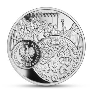 Srebrna moneta okolicznościowa; awers –