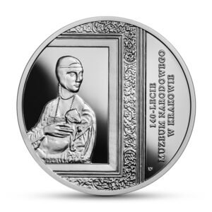 Srebrna moneta okolicznościowa; rewers – 140-lecie Muzeum Narodowego w Krakowie