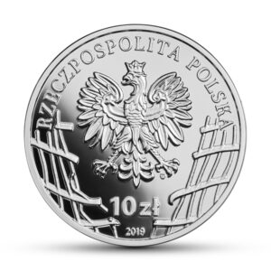 Srebrna moneta okolicznościowa; awers – Wyklęci przez komunistów żołnierze niezłomni – Łukasz Ciepliński „Pług”