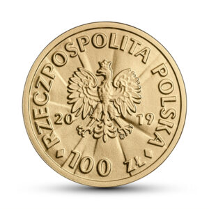 Złota moneta kolekcjonerska; awers – Stulecie odzyskania przez Polskę niepodległości – Wojciech Korfanty