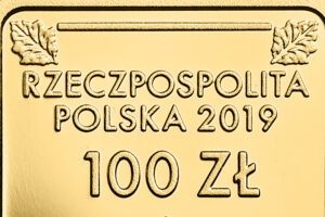 Detal złotej monety – Powrót złota do Polski