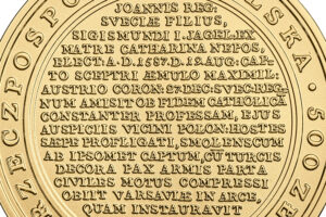 Detal złotej monety Skarby Stanisława Augusta – Skarby Stanisława Augusta – Zygmunt III Waza