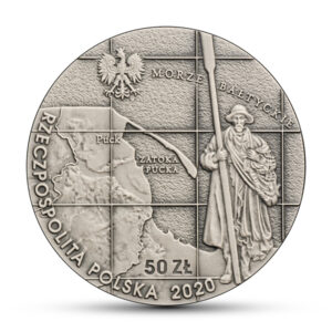 Srebrna moneta okolicznościowa; awers – 100-lecie zaślubin Polski z Bałtykiem