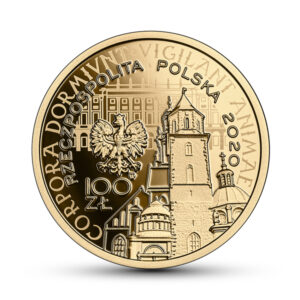 Złota moneta kolekcjonerska; awers – 10. rocznica tragedii smoleńskiej