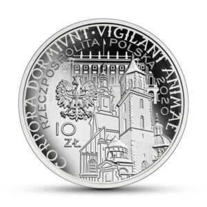 Srebrna moneta okolicznościowa; awers – 10. rocznica tragedii smoleńskiej