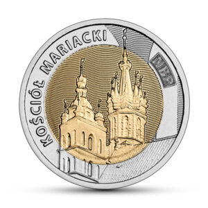 Moneta w standardzie obiegowym; rewers – Odkryj Polskę – Kościół Mariacki
