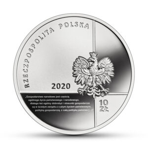 Srebrna moneta okolicznościowa; awers – Wielcy polscy ekonomiści – Stanisław Głąbiński