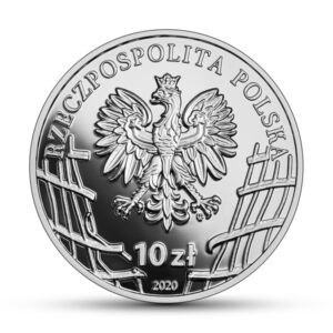 Srebrna moneta okolicznościowa; awers – Wyklęci przez komunistów żołnierze niezłomni - Mieczysław Dziemieszkiewicz „Rój”